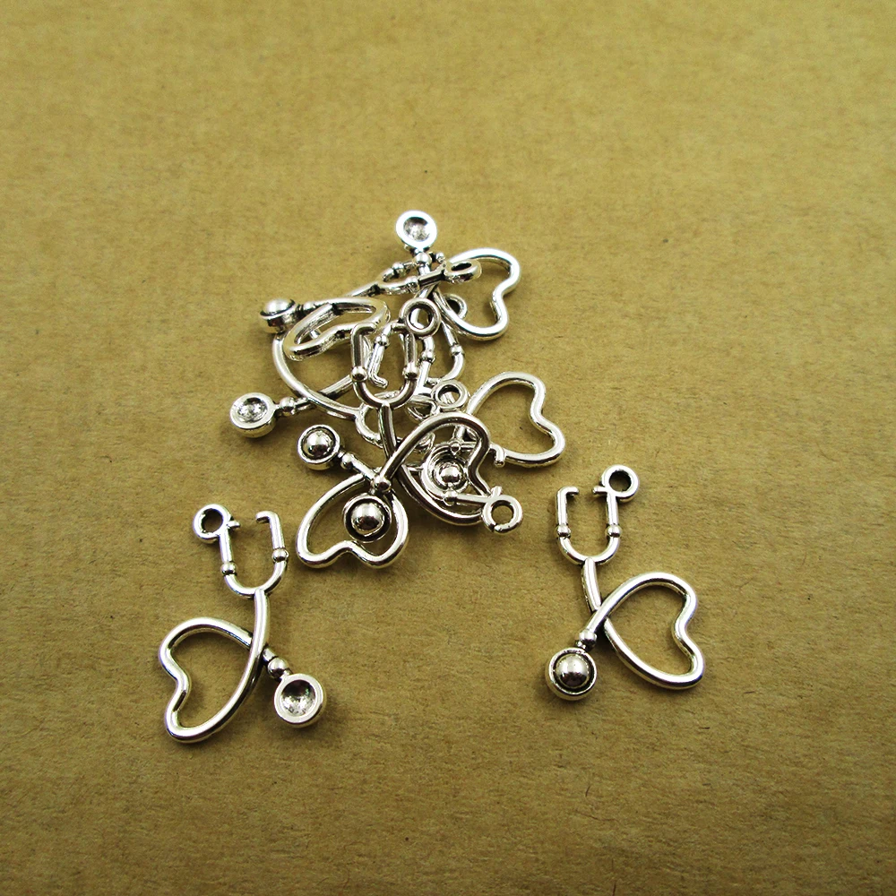 

60pcs-13*21mm mini cute Stethoscope Charms DIY Charms Pendants DIY necklace/ bracelets charms antique silver tone