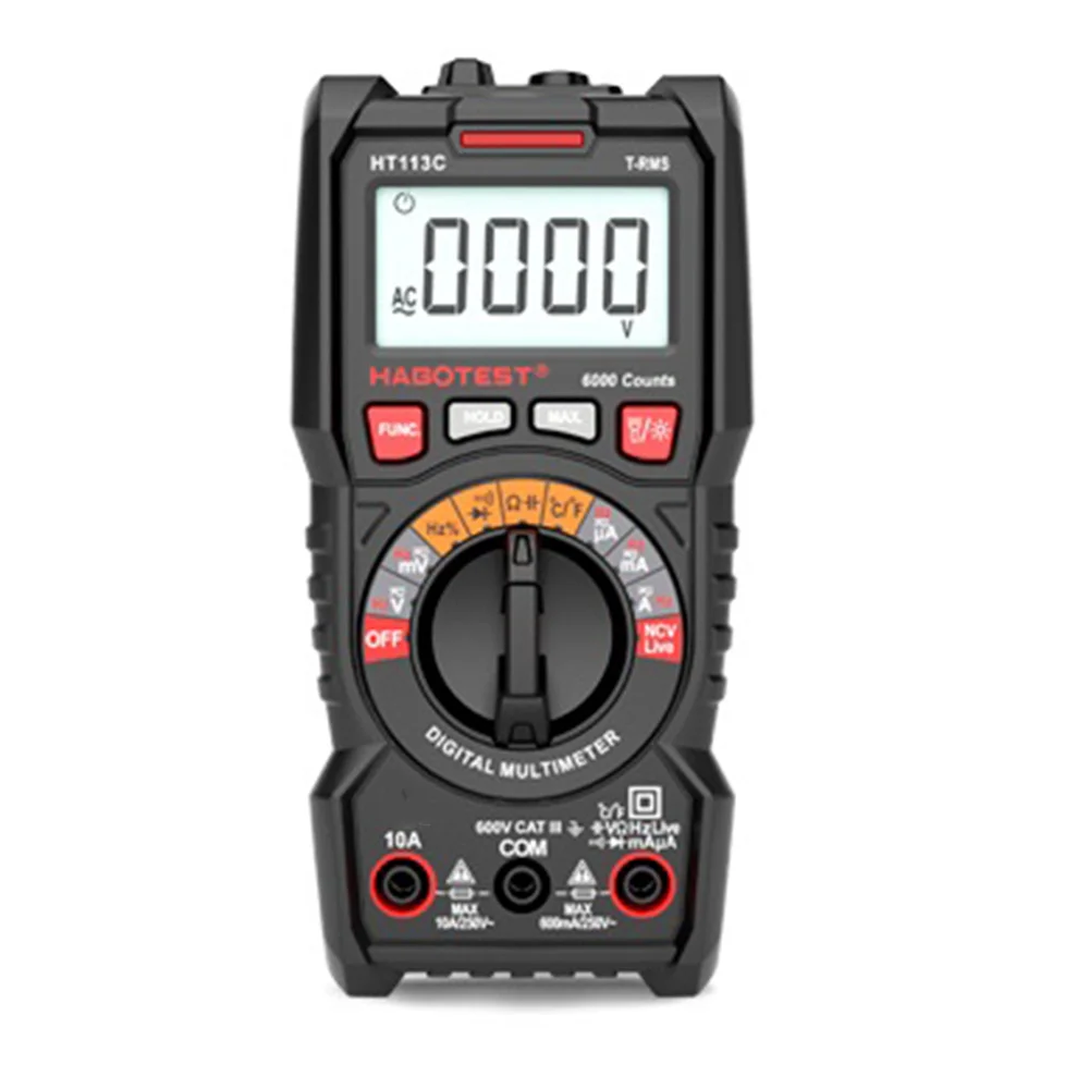 

Цифровой мультиметр HT113C, 600 В, 10 А, тестер, профессиональный мультитестер Ом, тестер переменного тока и батареи