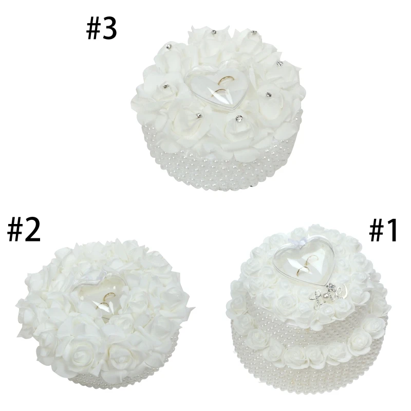 

Flower Decorated Ring Box Ring Bearer Pillow Wedding Ring Cushion Wedding Rose Flower Girl Basket for Anniversary Dropship