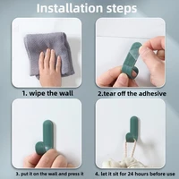 ตะขอแขวนติดผนังแบบกาวในตัว 6 ชิ้น แข็งแรง ทนน้ำ สำหรับแขวนผ้าเช็ดตัว กุญแจ อุปกรณ์ครัว ตะขอแขวนผนัง 5