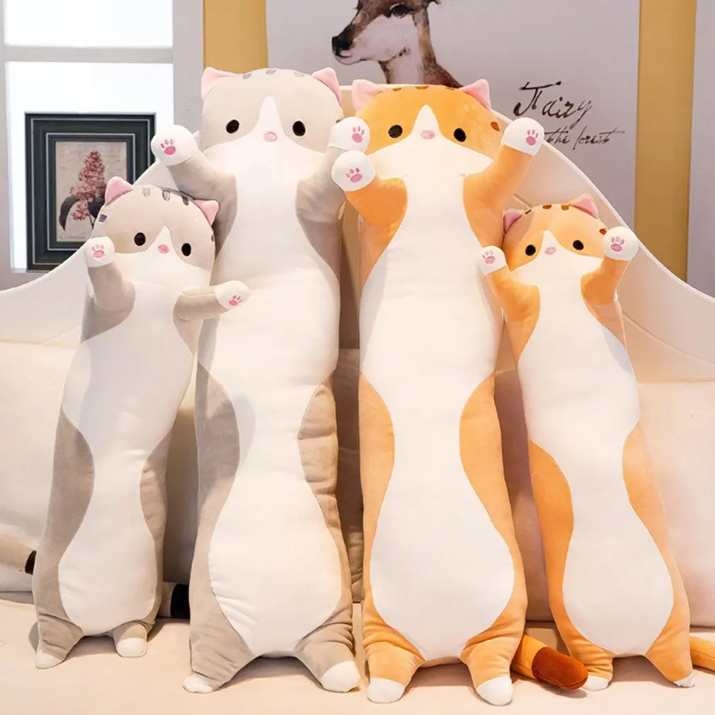 

50cm Cute Soft Long Cat Pillow Plush Toys Stuffed Pause Office Nap Pillow Bed Sleep Pillow Home Decor Gift Doll for Kids Girl