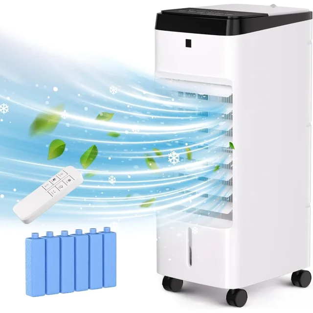 MEPTY Swamp Cooler, Windowless Portable Air Conditioners with 70° Oscillation, Evaporative Air Cooler with 6 Ice Box,12H Timer 1