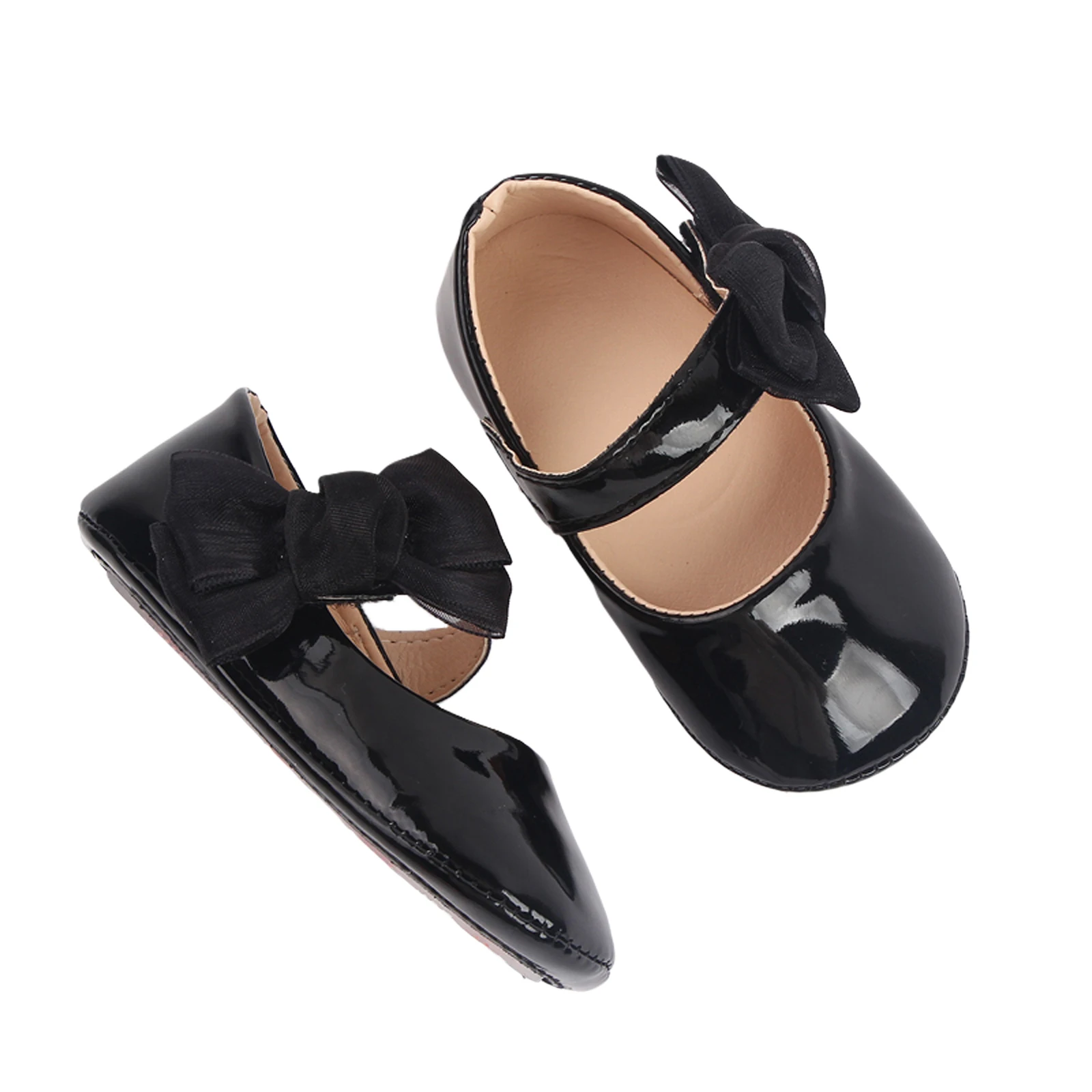 Baby Girls Moccasins Sole Bowknot PU Leather Flats First Walkers Non-Slip Spring Autumn Princess Shoes baby shoes