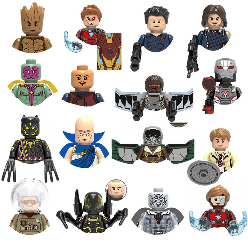 Supereroe Building Block Groot War Machine Falcon Phantom Us Captain Rocky Thor Hulk 3D Jigsaw Toy Regalo Per Bambini