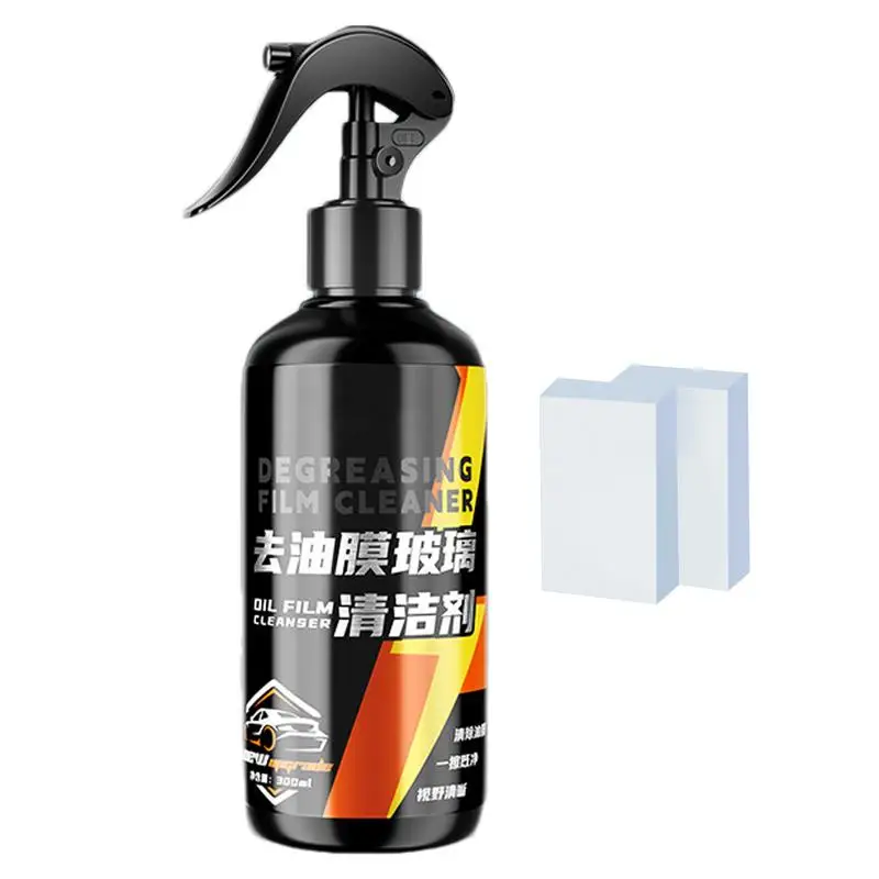 

Car Glass Oil Film Cleaner 300ml Glass Film Removal Cleaner Nano Foam Deep Cleaning Cleaner Sponge Included Mild Cleaner For