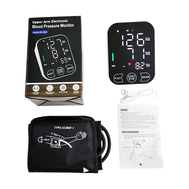 Spanish Voice Portable Tonometer Digital LCD Tensiometers Blood Pressure Monitor Heart Rate Meter Large Cuff Sphygmomanometer 2
