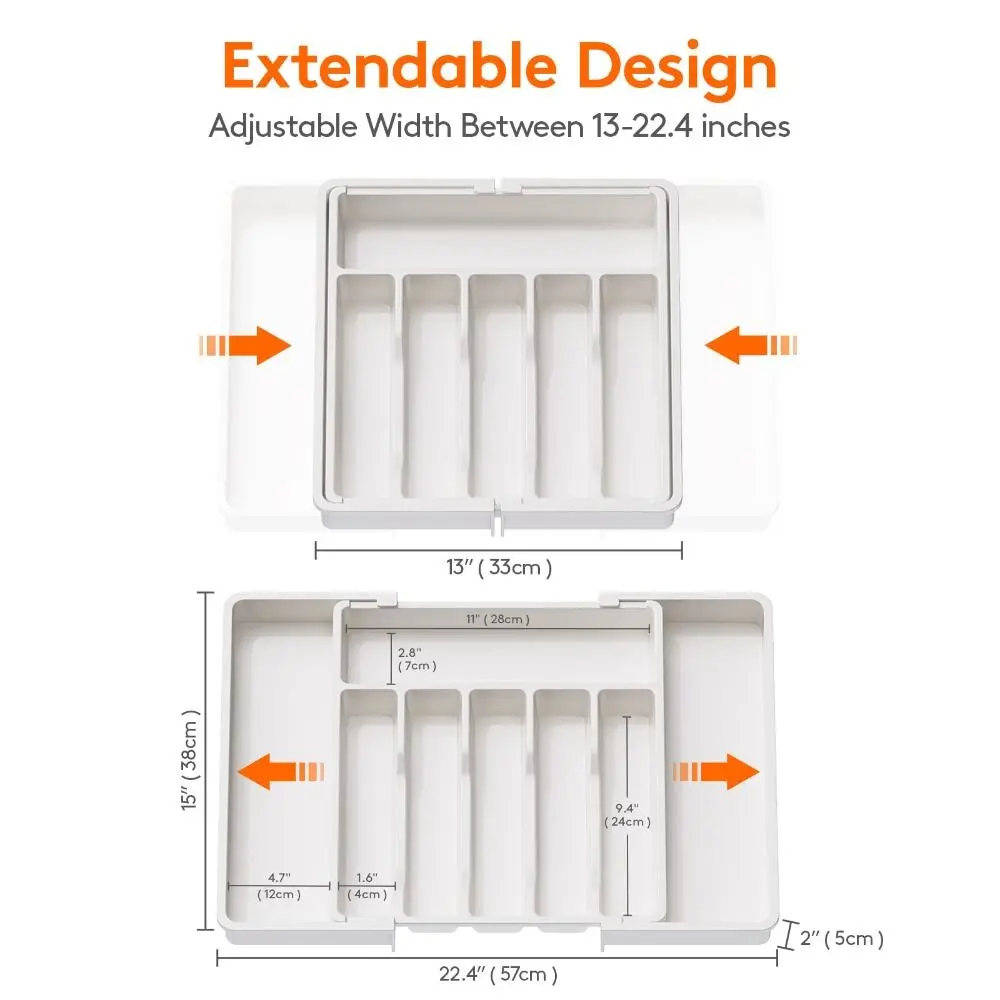 Expandable Utensil Tray Adjustable Plastic Silverware Organizer Spoons Forks Knives Cutlery Holder Kitchen Gadgets 6
