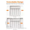 Expandable Utensil Tray Adjustable Plastic Silverware Organizer Spoons Forks Knives Cutlery Holder Kitchen Gadgets 6