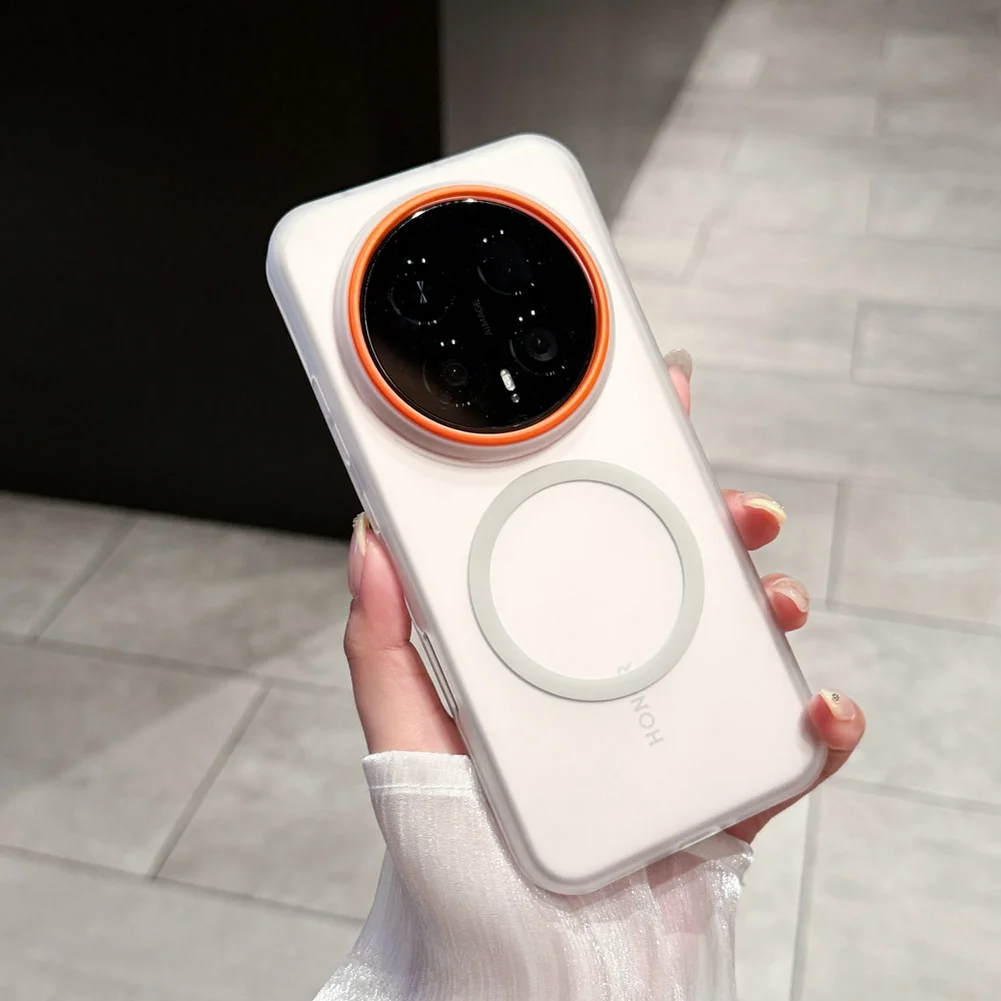 Frosted Translucent Matte Case with Metal Camera Ring Protective Cover