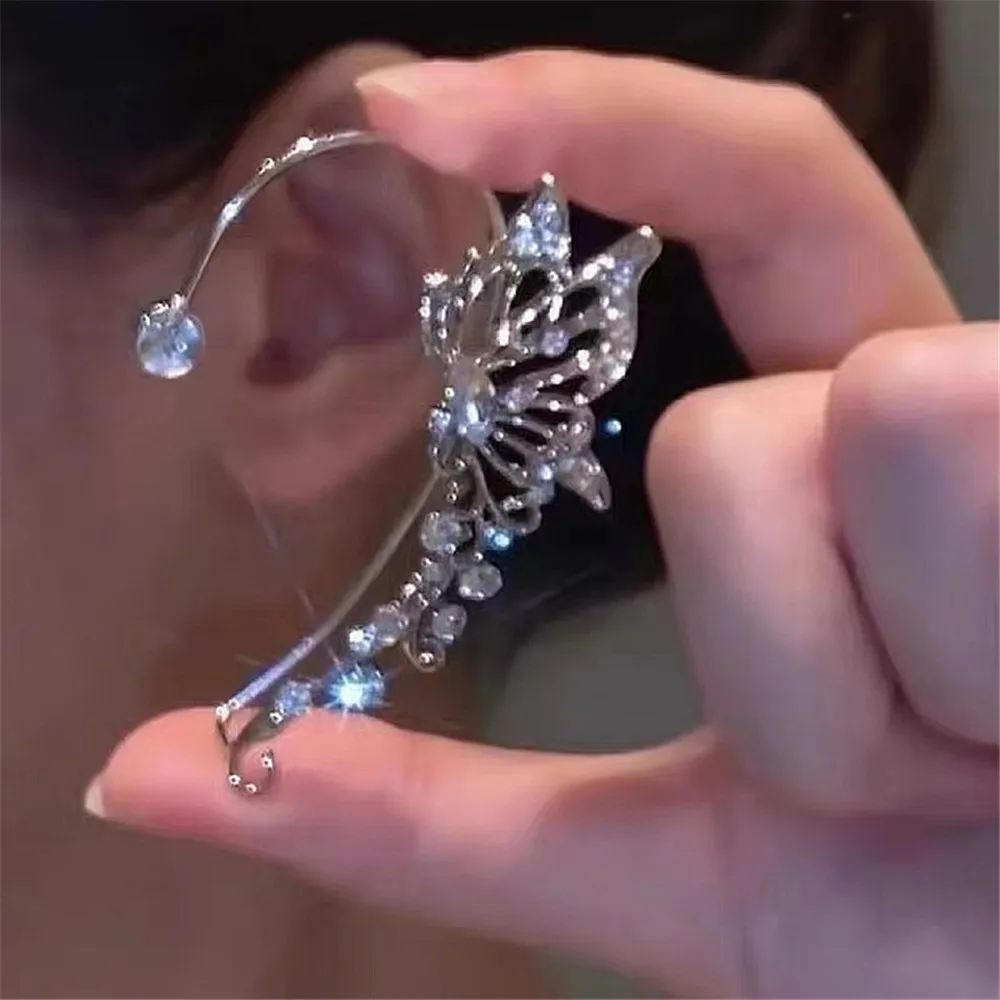 Exquisite Sparkle Zircon Butterfly Earrings Fashion Women Elf Earrings No Pierced Ear Cuffs Party Jewelry Valentine's Day Gifts ear clip earrings clip earrings ear clip ear accessories