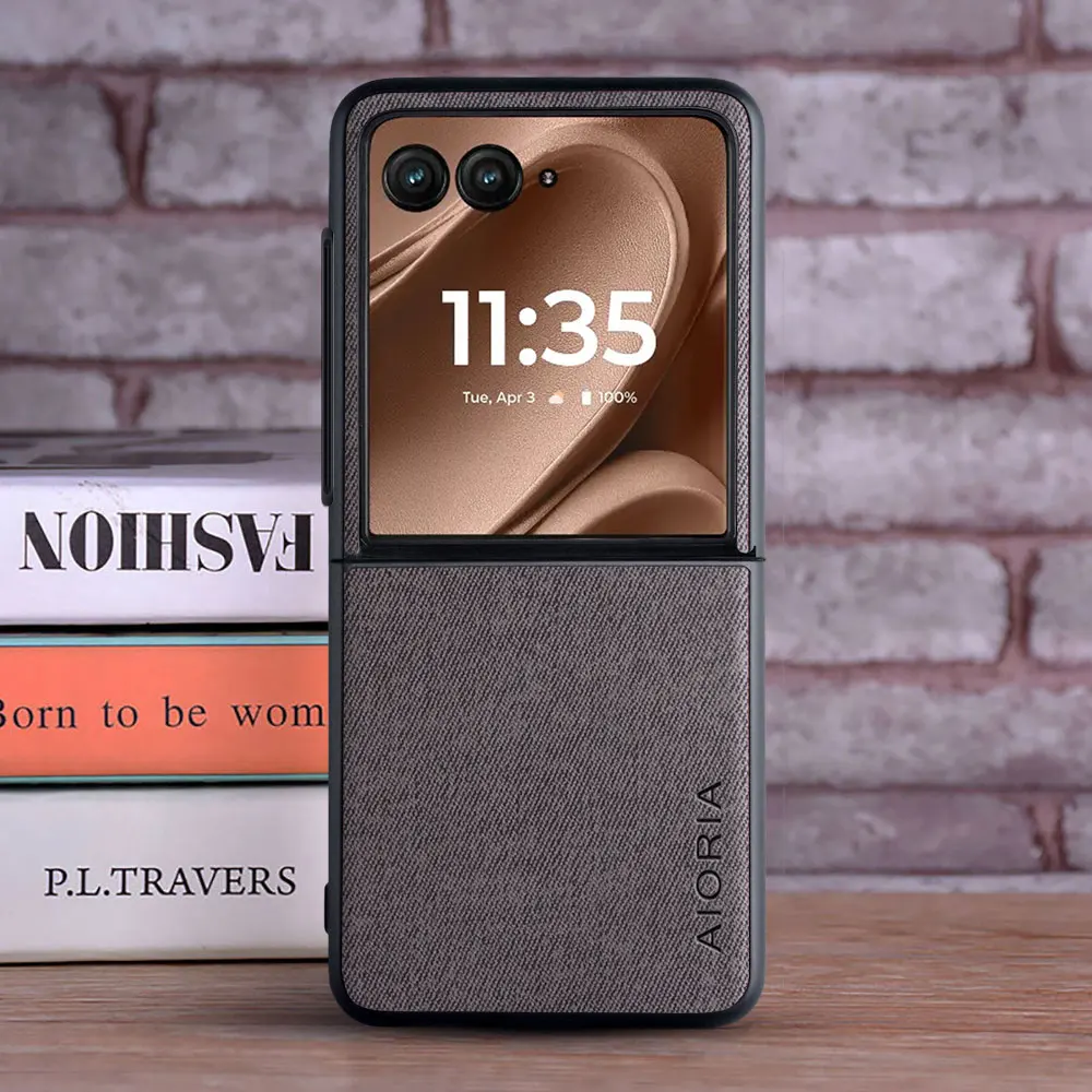 Stylish Textile Leather Case with Soft TPU and Hard PC Material - 3-in-1 Design