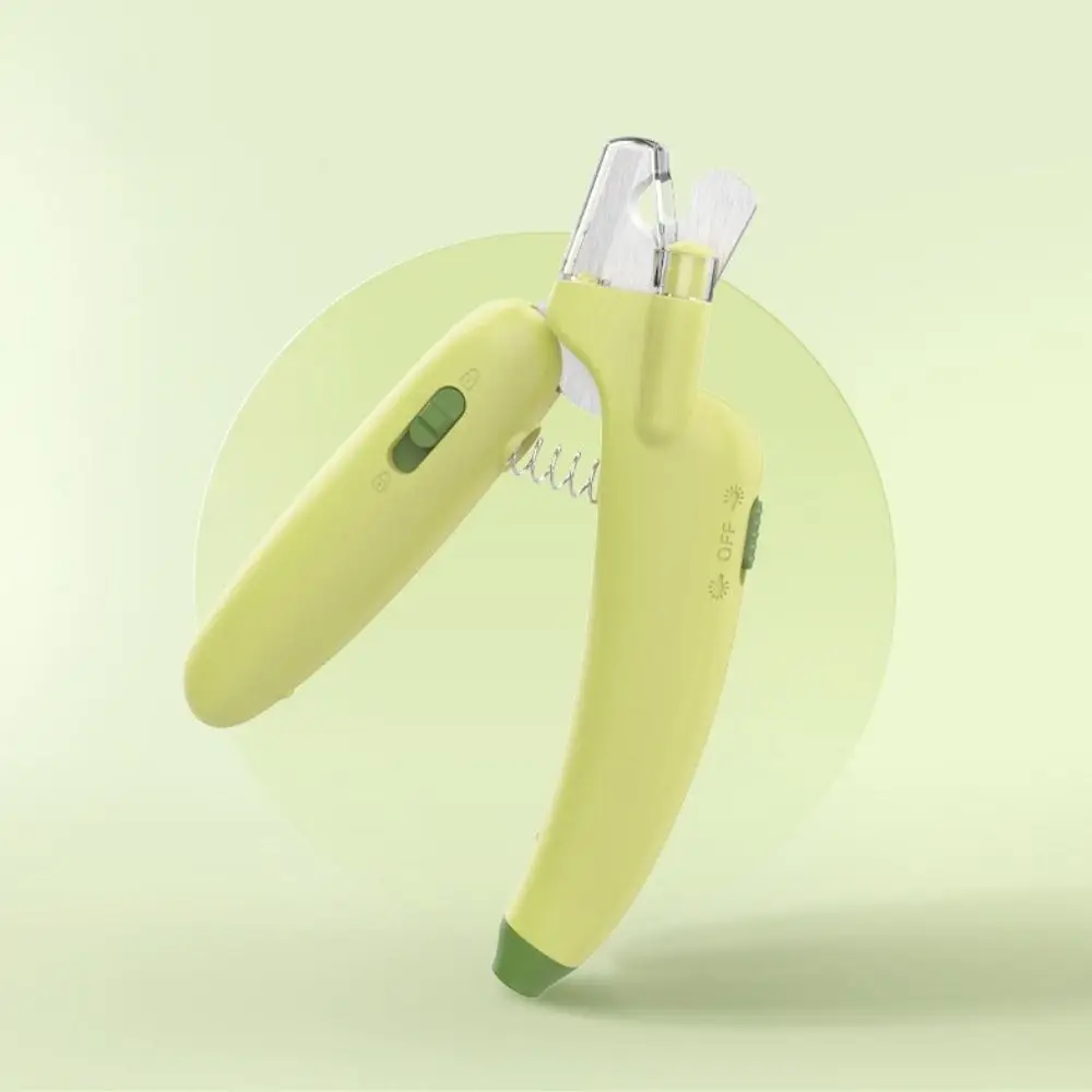 

Plastic Banana Pet Nail Clippers Purple/Green/Yellow Banana Shape Dog Toenail Clippers with LED Cat Claw Trimmers Cleaning