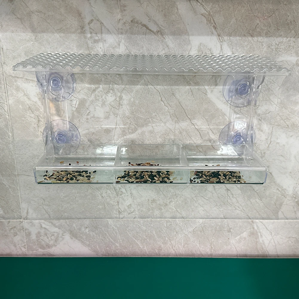 Window Bird Feeder with Strong Suction Cups Window Mounted Feeder Detachable Hanging Birdhouse for Outside Garden Yard