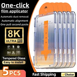 5 - Pack Easy Install High Definition Tempered Glass Screen Protector - High Definition