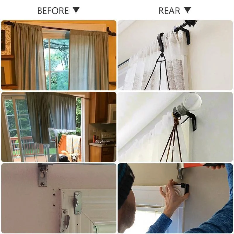 2pc Double Curtain Rod Brackets Window Hardware Holder Home Decor Side Top  Mounted Easy to Install adjustable curtain rod _ - AliExpress Mobile