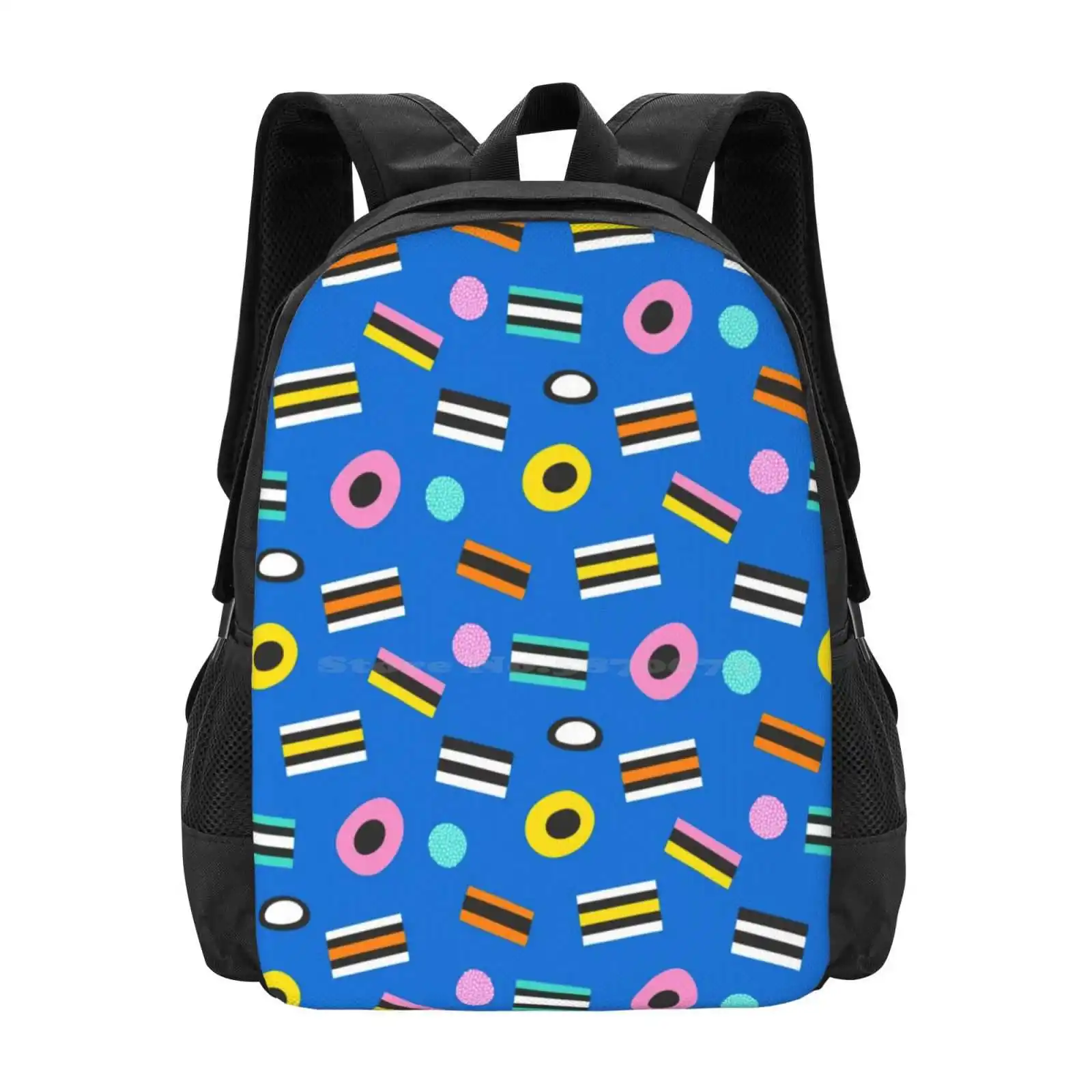 

Retro Liquorice School Bags Travel Laptop Backpack Liquorice Sweets Candy Food Snack Sugar Treat Retro Old School Fun Pattern