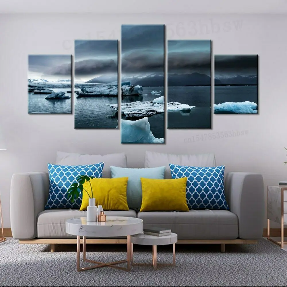 

5 Panel Antarctica Ice Landscape Canvas Picture Wall Art HD Print Decor Home Decor No Framed Room Decor 5 Piece Paintings