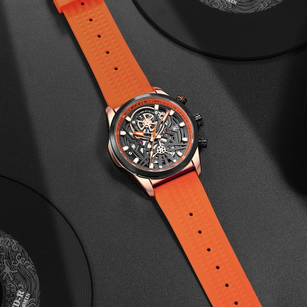 Sport Chronograph Watches for Men Top Luxury Brand MEGIR Quartz Waterproof Fashion Man WristWatch with Auto Date Luminous Hands - 2