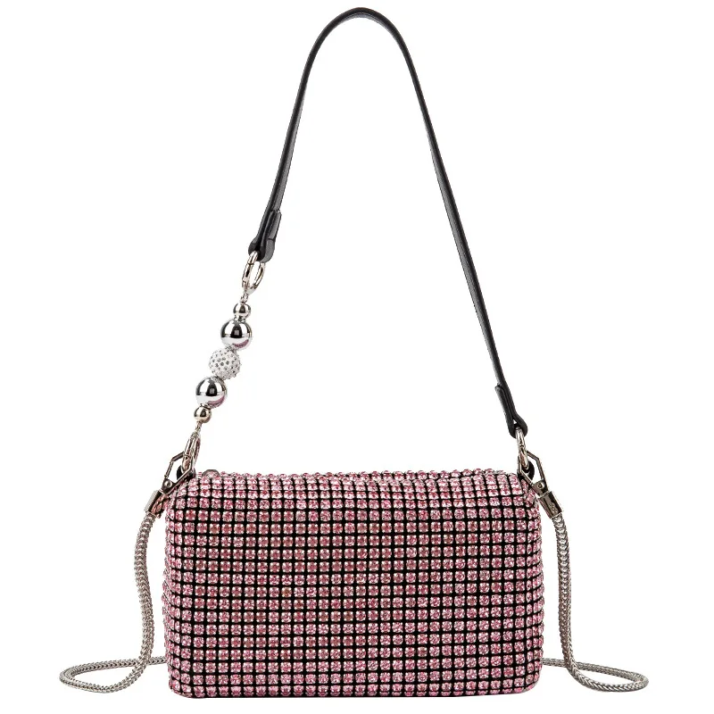 Women's Bags 2024 Summer Style Fashion Handmade One-shoulder Crossbody Bag Full of Diamonds Handbag with Shoulder Strap