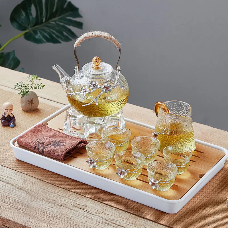 Oneisall Glass Teapot With Handle 700ml Heat-resistant Water Jug Glass Tea  Pot Set Flower Design - Teapots - AliExpress