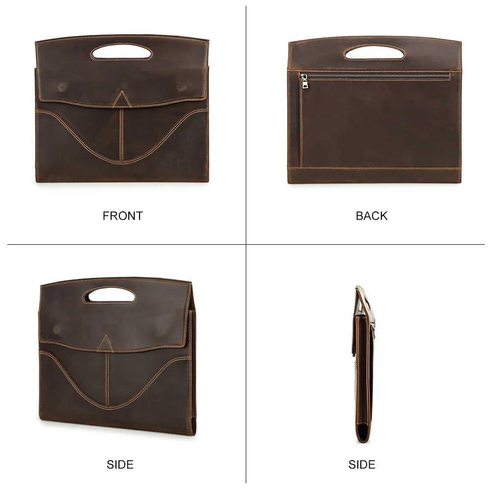 Vintage Briefcase Handbags Men's Genuine Leather Tote for 13 14inch Laptop Casual Office Business Portable Case