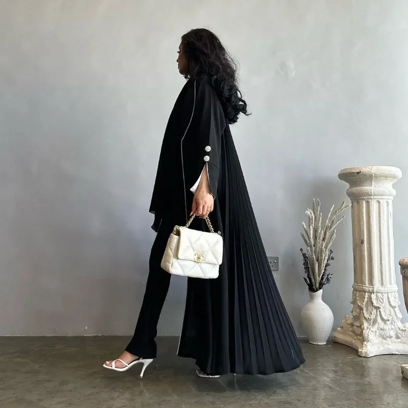 2024 New Muslim Fashion Dubai Abaya Kaftan Solid Color Leisure Robeffemme Musulmane Elegant Ladies Long Dress Islam Clothes Robe