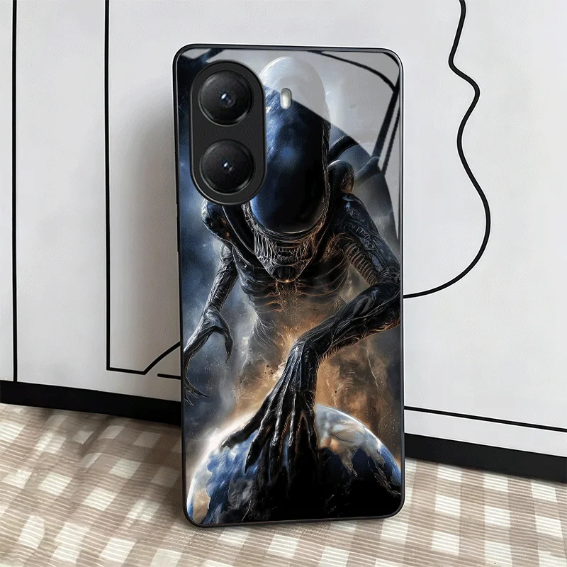 Sleek Alien-Theme Tempered Glass Phone Case