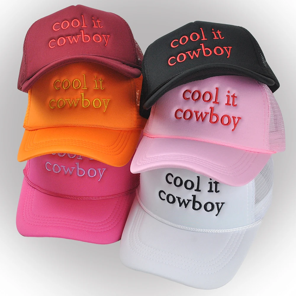 Cool It Kovboy Kamyoncu Şapkası Kız Pembe Yaz Kadın Nakışlı File Şapka Anne Şapkaları_voghion.com