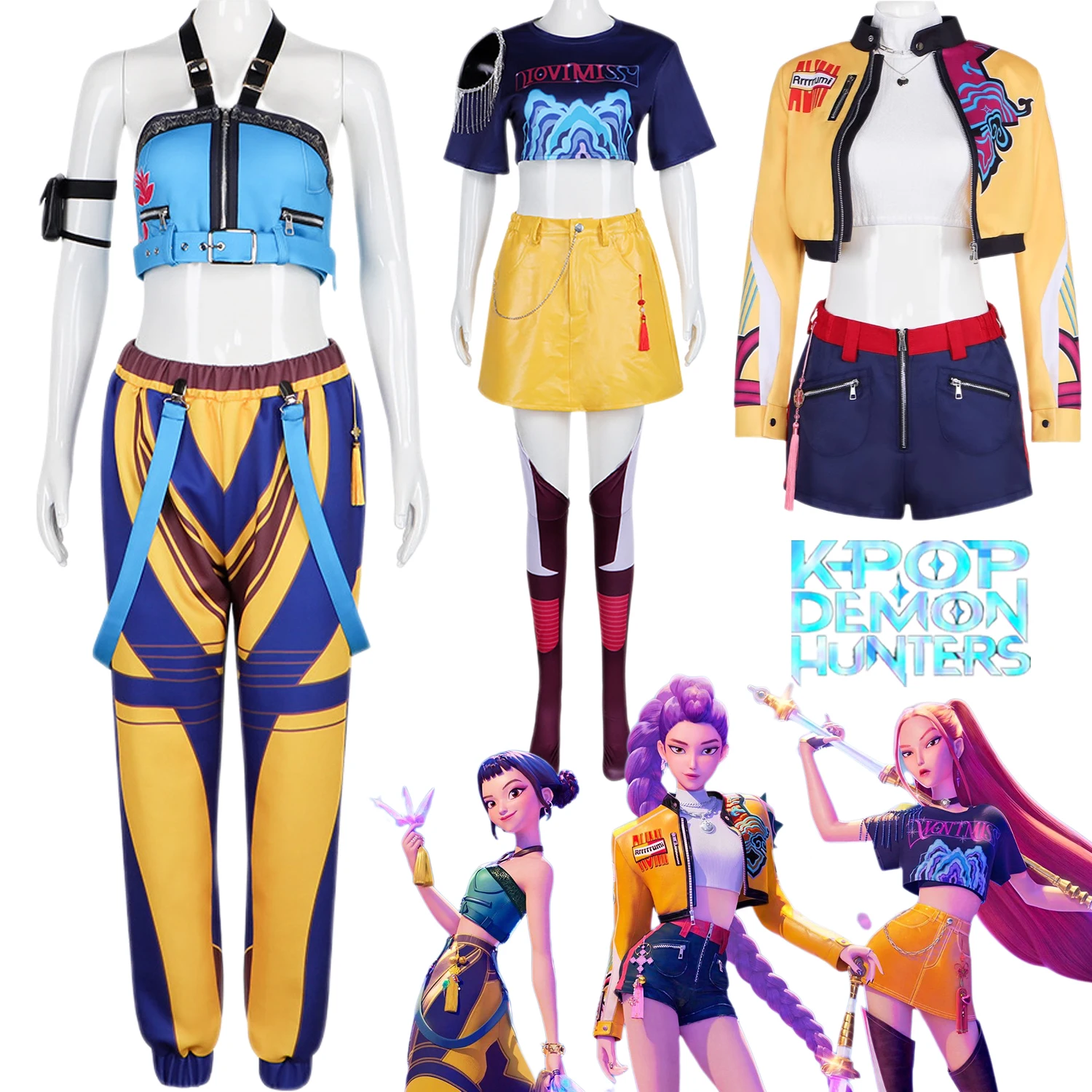 K-Pop Mira Rumi Zoey Demon Hunters Cosplay Costume Wig for Women