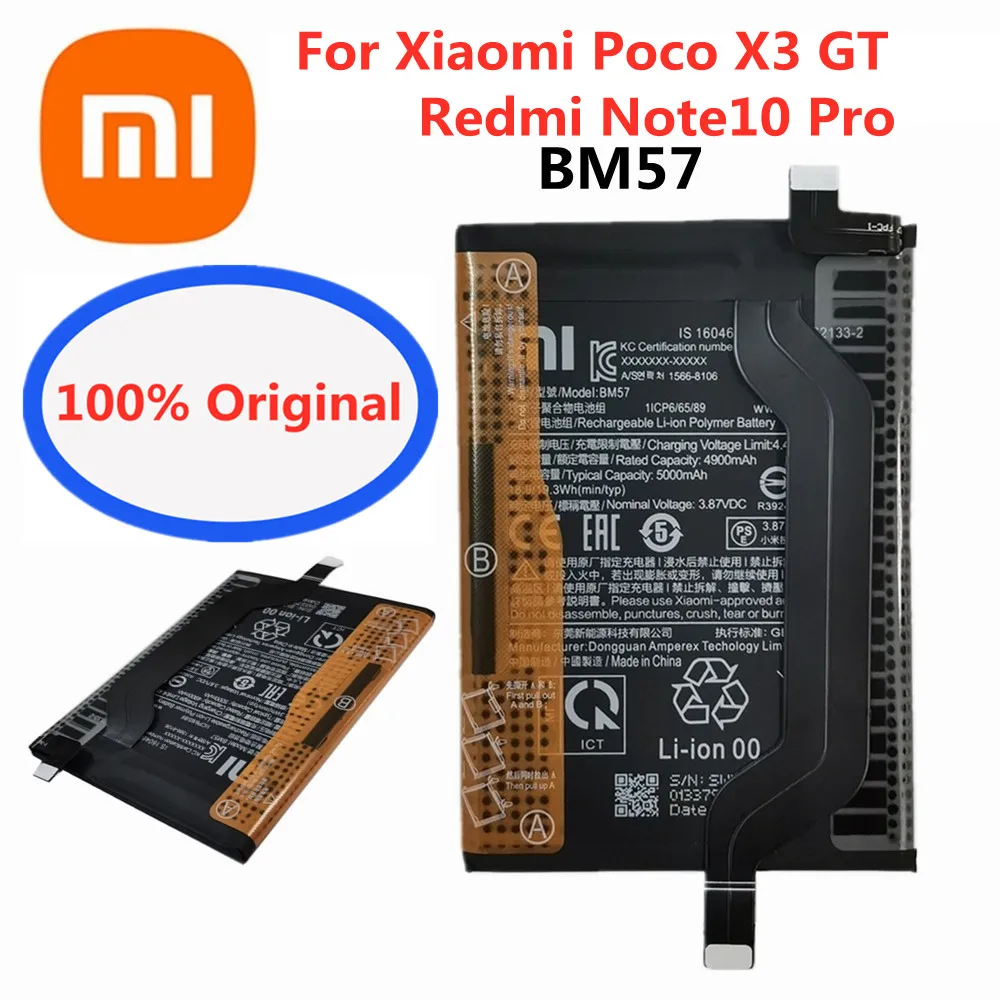 

New 100% Original BM57 Battery For Xiaomi Poco X3 GT / Redmi Note10 Pro 5000mAh Phone Replacement Battery Batteries Bateria