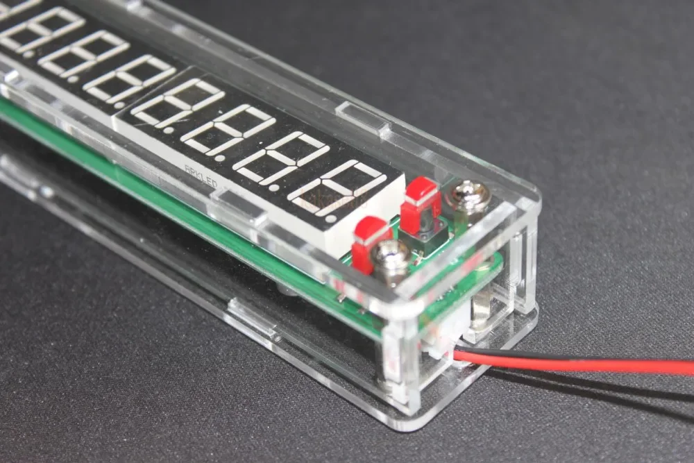 Frequency Counter DC 9-15V Digital Cymometer RF Signal 8 Digits 0.56"LED 0.1MHz~60MHz 20MHz~2.4GHz Frequency Counter with Transparent shell