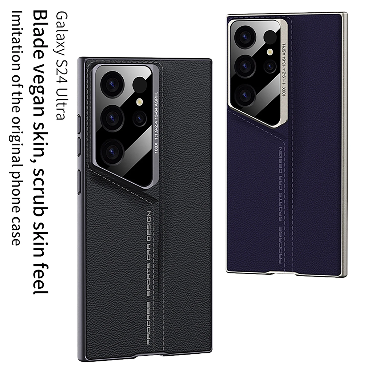 For Samsung Galaxy S24 Ultra S23 Case Luxury Skin Friendly Matte Plating Plain Leather Protective Soft Back Cover Accessories