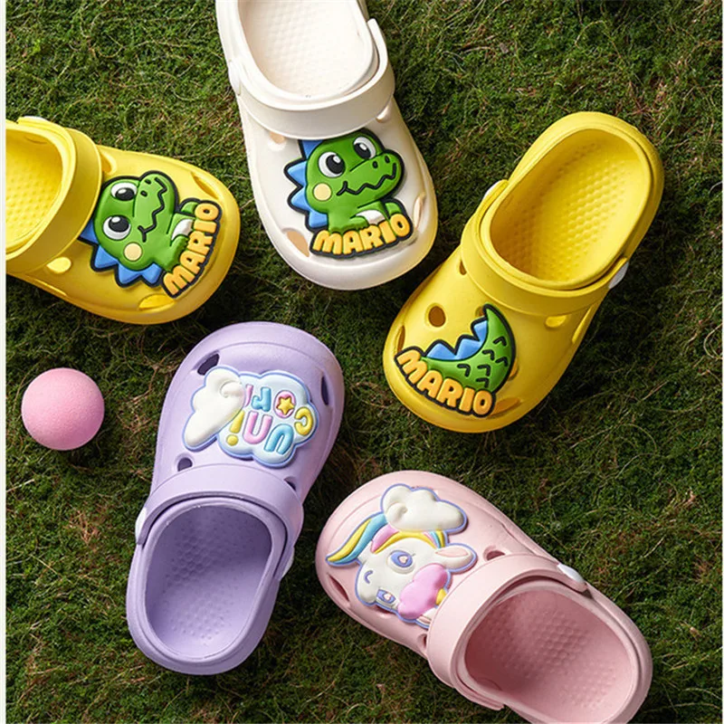 Kids Slipper Children's Hole Shoes EVA Baby Cartoon Dinosaur Animal Slippers Home Soft Sole Non-slip Baby Boy Girls' Slippers