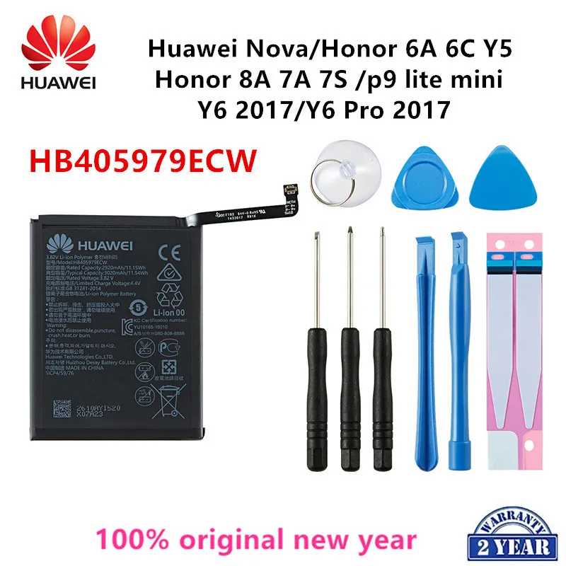 

Hua Wei 100% Orginal HB405979ECW 3020mAh Battery For Huawei Nova Enjoy 6S Honor 6A 6C Y5 8A 7A 7S 2017 p9 lite mini +Tools