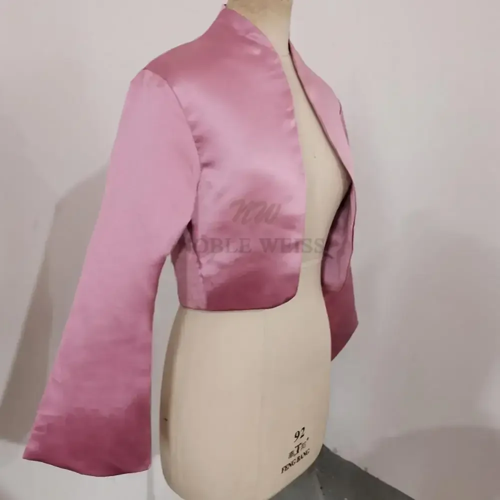 Long Sleeve Formal Wedding Bolero Satin Bridal Jacket Wedding Coat Customized wedding shawl