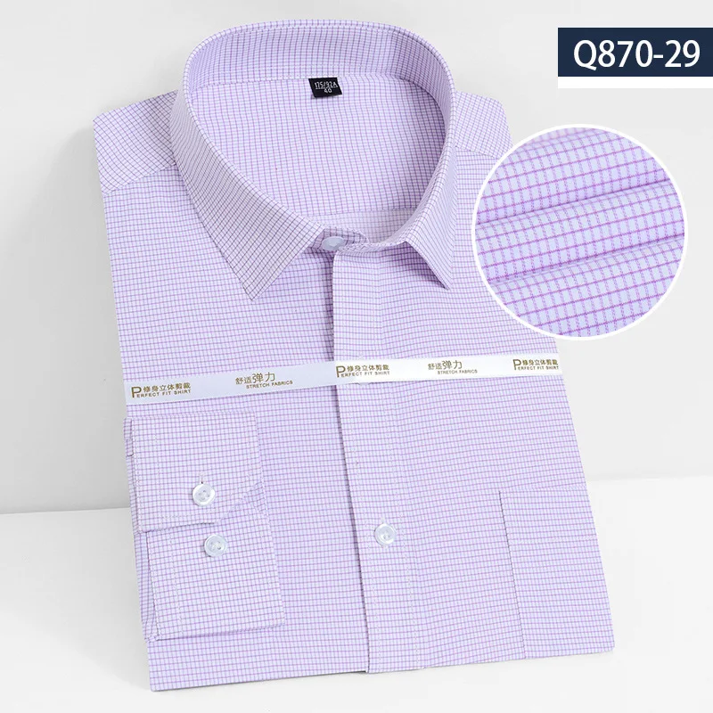 Bamboo Fiber Men\'s Dress Shirt Long-Sleeved Business Casual Elastic Stripe Professional Wear Formal Social Shirts Men Clothing