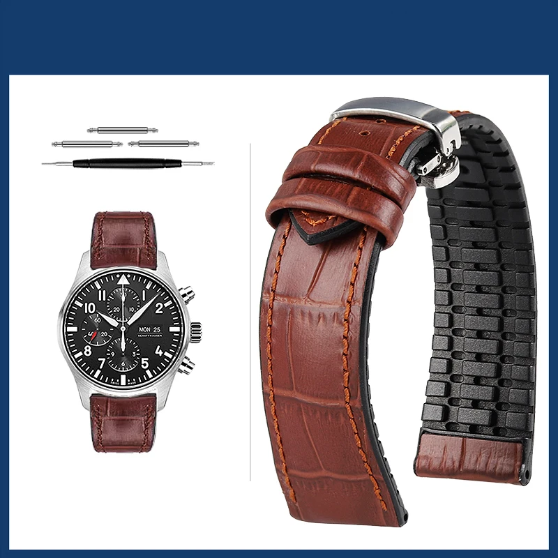 Premium Cowhide Leather Watch Strap with Butterfly Buckle - Various Sizes