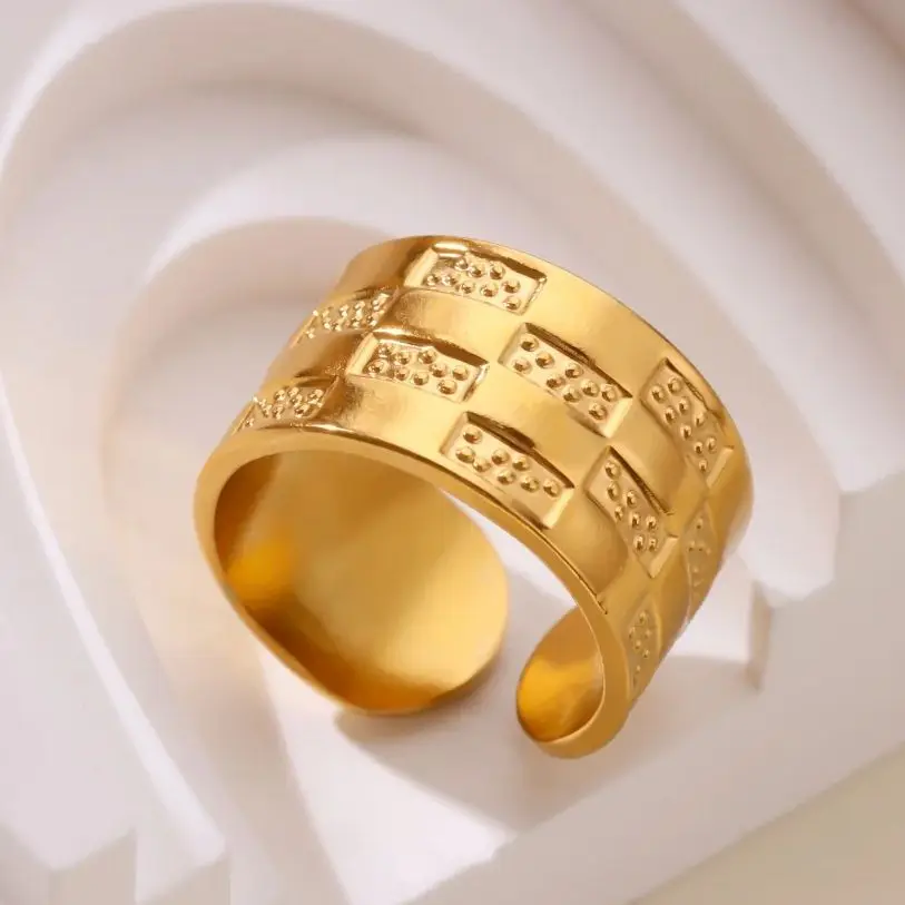 Stainless Steel Irregular Geometric Wide Ring for Women