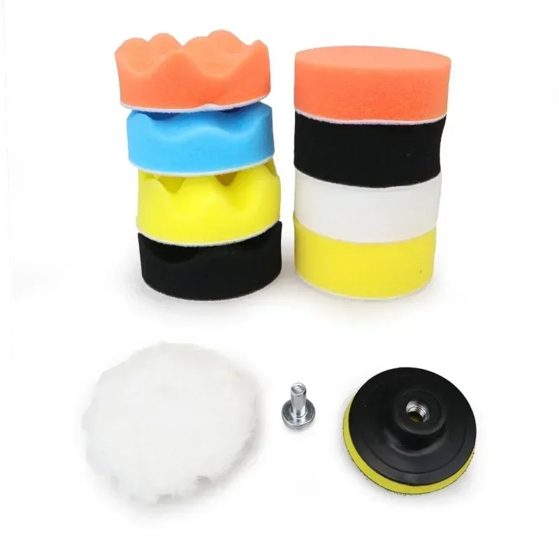5/7/11pcs Polishing Sponge Plate Set Imitation Plush Waxing Grinding Cleaning Sponge Wheel Car Beauty Set Electric Drill Polish