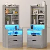 Charging Nightstand Set of 2 with LED Lights, Tall Night Stand with Bookshelf,Bedside Table with Drawers, Side Tables Bedroom 1