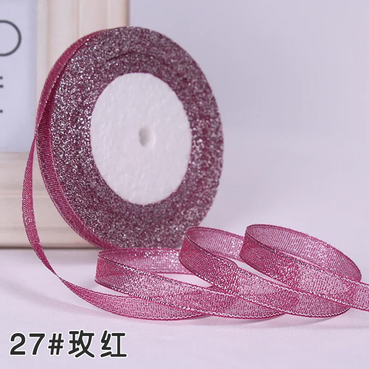Gold & Silver Glitter Ribbon Set - 6 Sizes, 25 Yards for Gift Wrapping & DIY Crafts