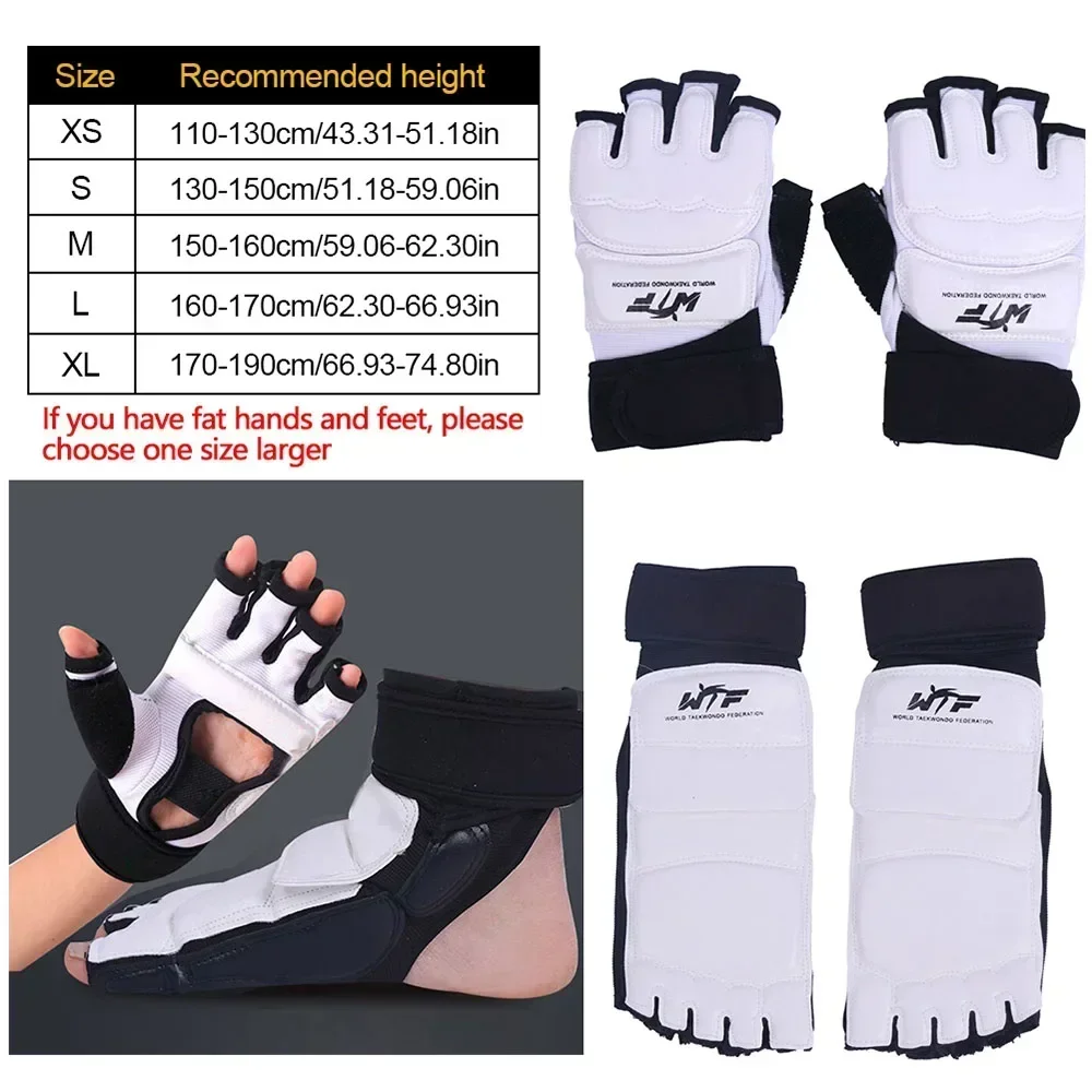 Boxing Gloves 1 Pair Taekwondo Legguard Handguard Gloves Half Finger Sponge Protector for Karate Boxing Competition Training