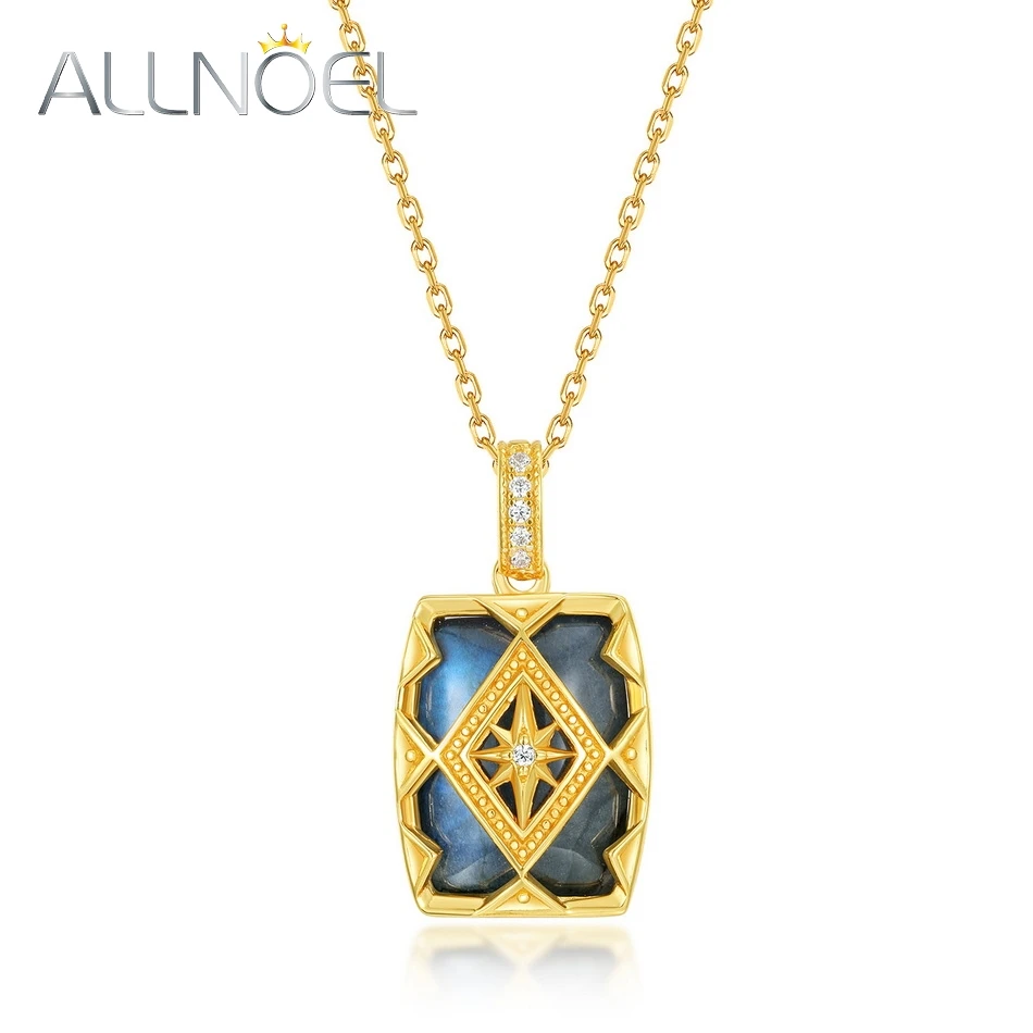 ALLNOEL 925 Sterling Silver Pendant Necklace for Women Natural 10*13mm