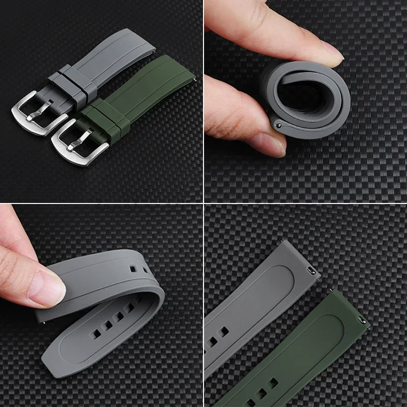 Versatile Quick Release Silicone Sports Watch Strap - Available in Black, Green, and Orange