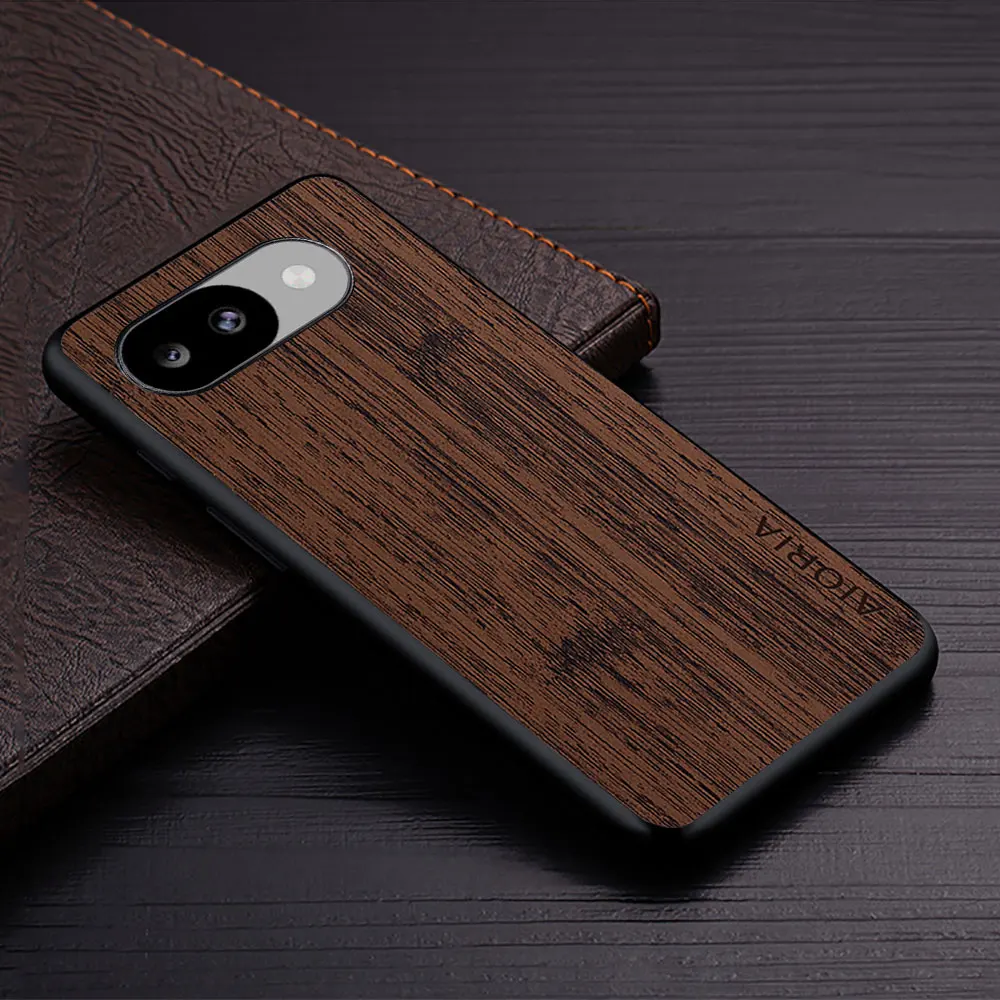 Wood Grain PU Leather Phone Cover for Google Pixel - Premium Case