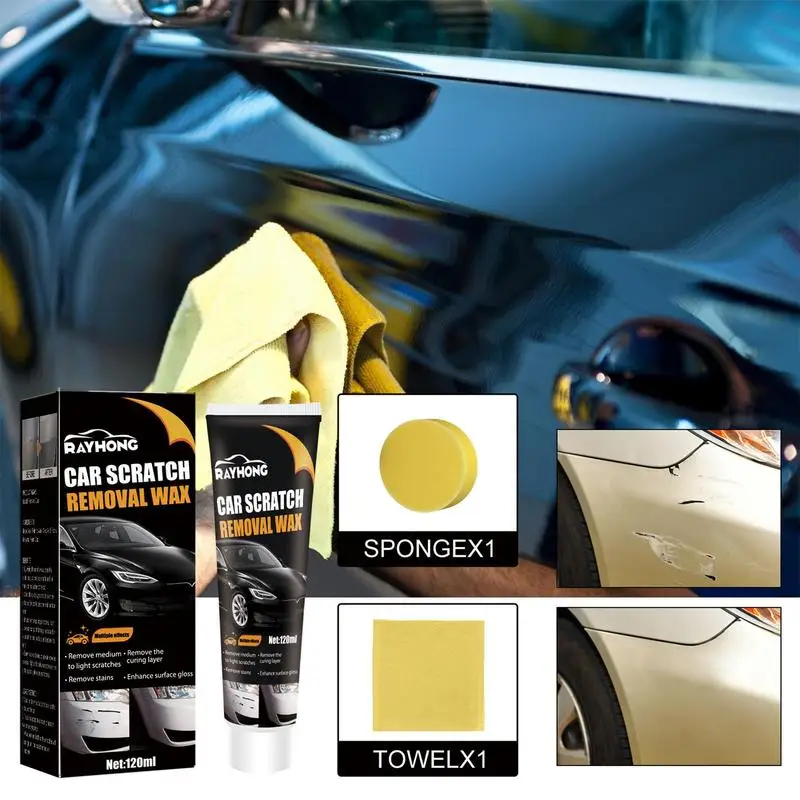 120ml Car Polishing Wax Waterproof Anti-Dirt UV Protection Auto Care Wax Universal Auto Polishing Kit Sponge Car Maintenance