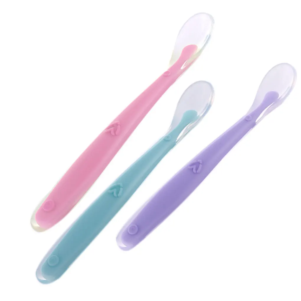 Baby Soft Silicone Spoon Candy Color Spoon Children Food Baby Feeding Dishes Safety Feeder Children Eating Training Spoon 6