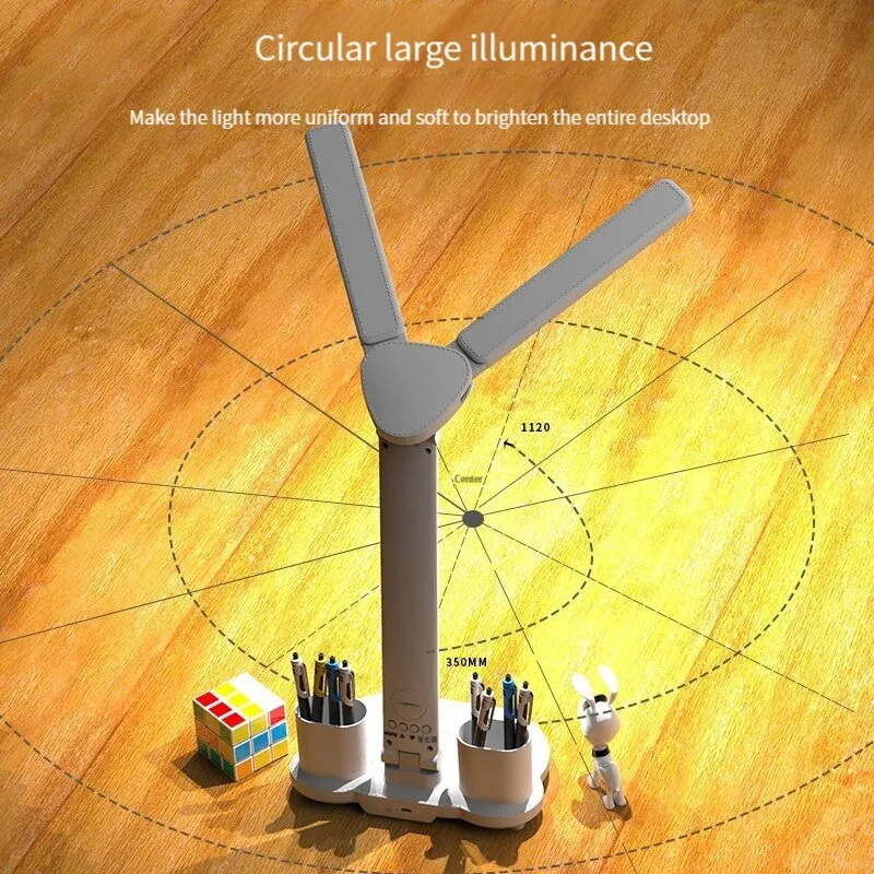 LED Clock Desk Lamp USB Rechargeable/Plug-In Dimmable Desk Lamp 2Heads 180 Rotatable Foldable Eye Protection Reading Night Light 3