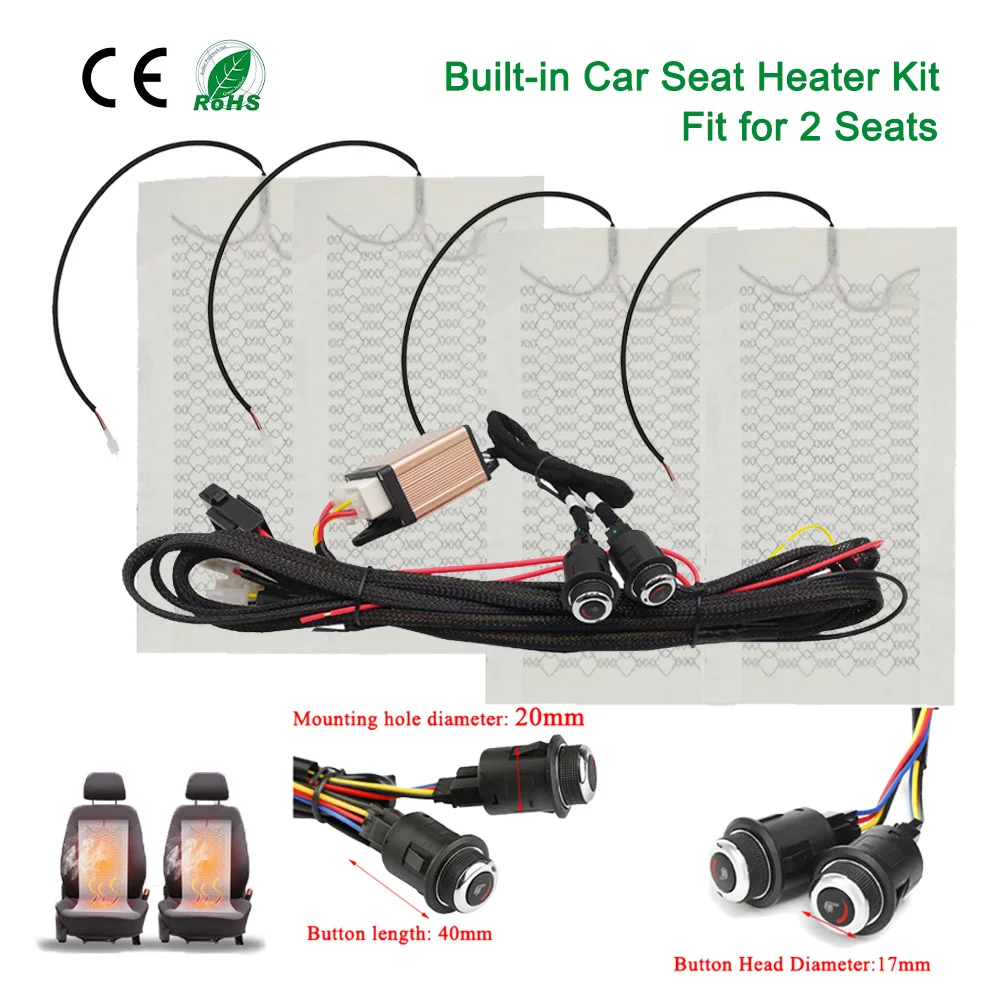 Built in Car Seat Heater Kit Fit 2 Seats Universal 12V Carbon Fiber ...