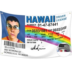 McLovin Novelty Driver License Banner - Humorous Decorative Wall Flag, 3x5 Durable College Dorm Decor - 90 x 150cm (WHITE)
